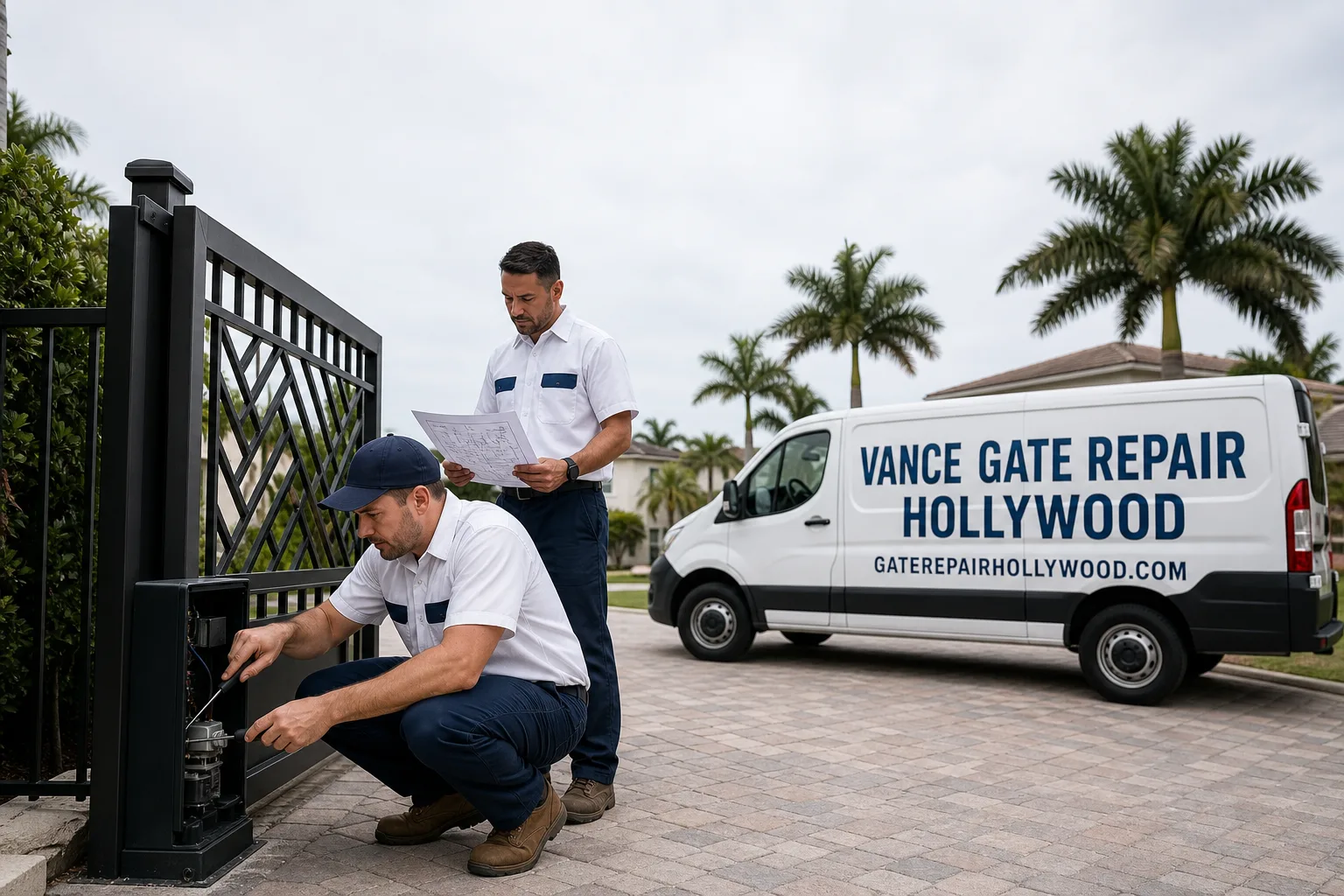 Vance Gate Repair Hollywood gate repair service vehicle and crew in Hollywood, FL